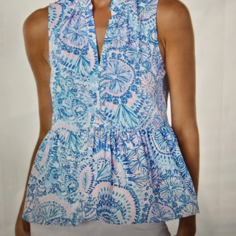 NWOT Lilly Pulitzer Novella Ruffle Hem Top L